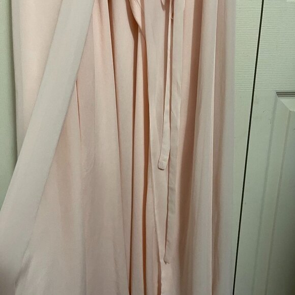 Levkoff Women's NWOT Pink Chiffon Sleeveless A-Line Wrap Maxi Dress Gown Size 12 - Picture 9 of 10